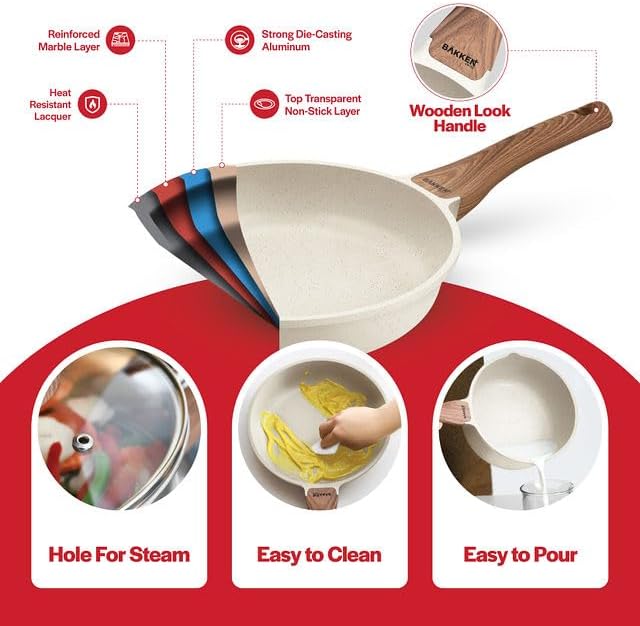 Bakken 20-Piece Granite Cookware Set, Cream, photo 6 of 7
