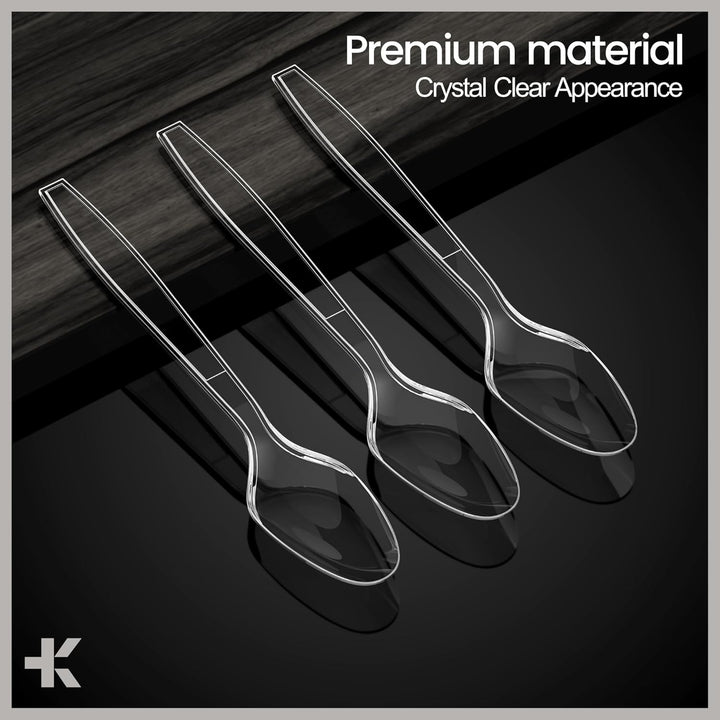 Bakken Disposable Cutlery Set 100 Pieces Spoons, Heavy Duty Plastic Silverware
