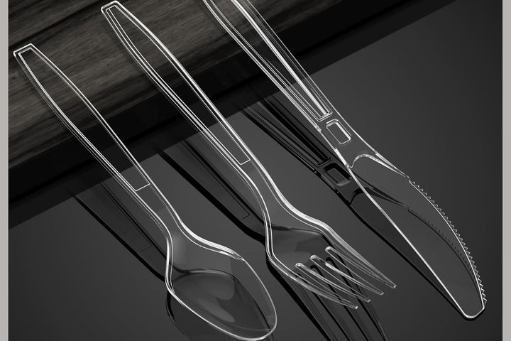Bakken Disposable Cutlery Set 100 Pieces of Forks, Knives & Spoons, Heavy Duty Plastic Silverware