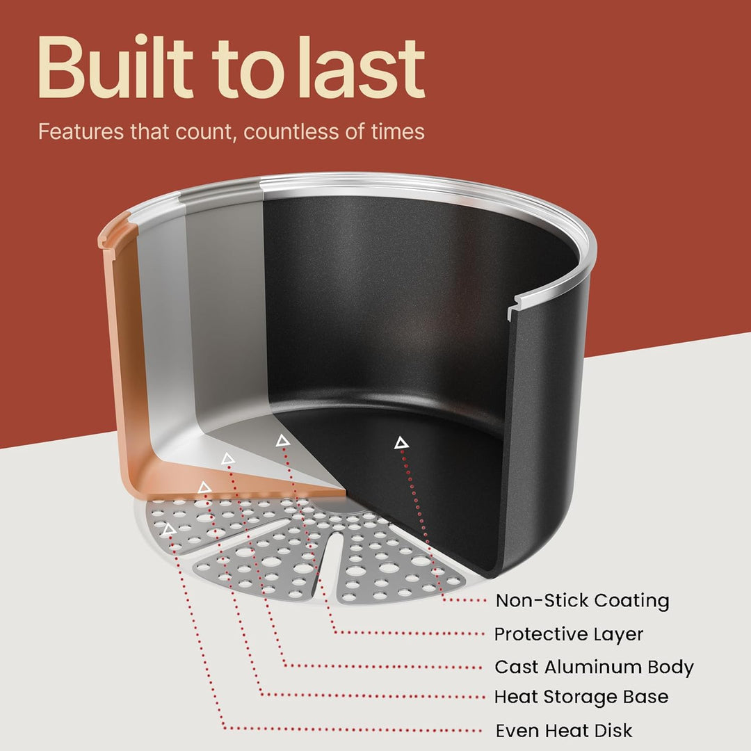 Cream 8.5 Quart Aluminum Stock Pot with Lid, Nonstick Ceramic Coated Boiling Pot, PTFE & PFAS Free, Oven Safe to 500°F, Riveted Stainless Steel Handles, Tempered Glass Lid, All Stove Compatible