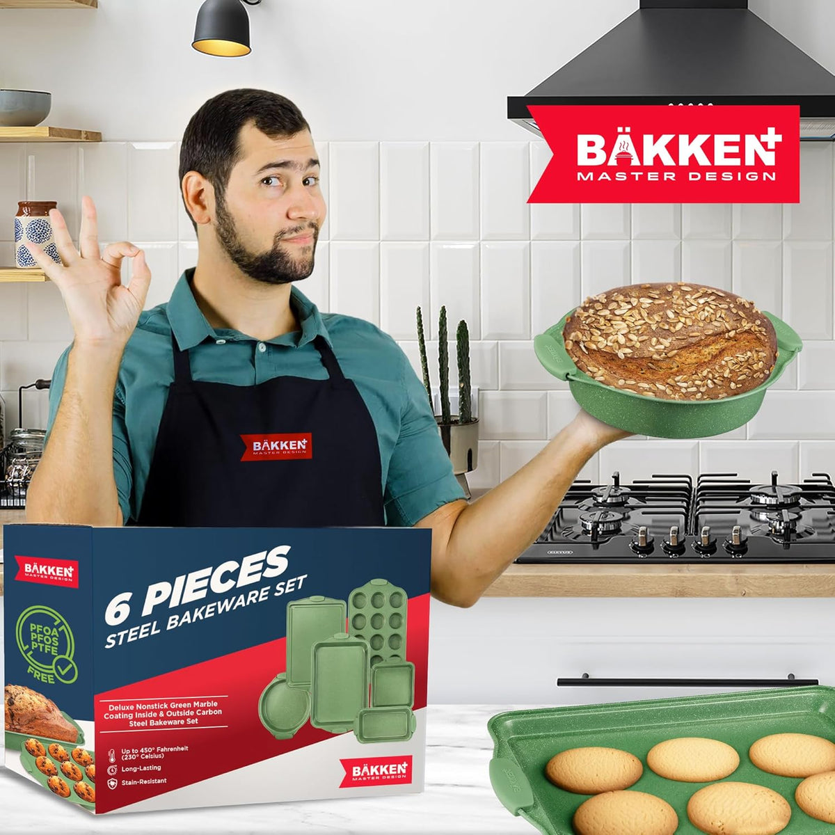 Bakken 6-Piece Bakeware Set, Green Marble, photo 7 of 7