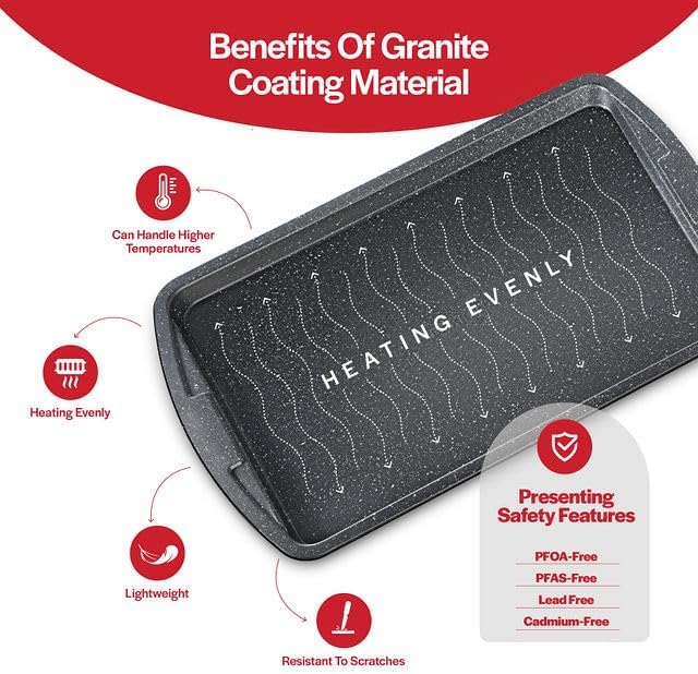 Bakken Swiss - Bakeware Set – 6 Piece – Stackable, Deluxe, Non-Stick Baking Pans for Professional and Home Cooking – Carbon Steel, Gray Stone Coating