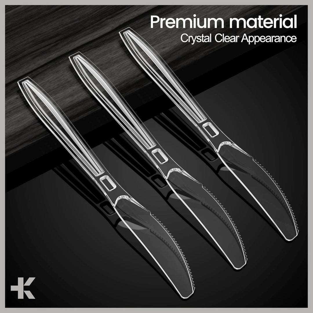 Bakken Disposable Cutlery Set 100 Pieces Knives, Heavy Duty Plastic Silverware