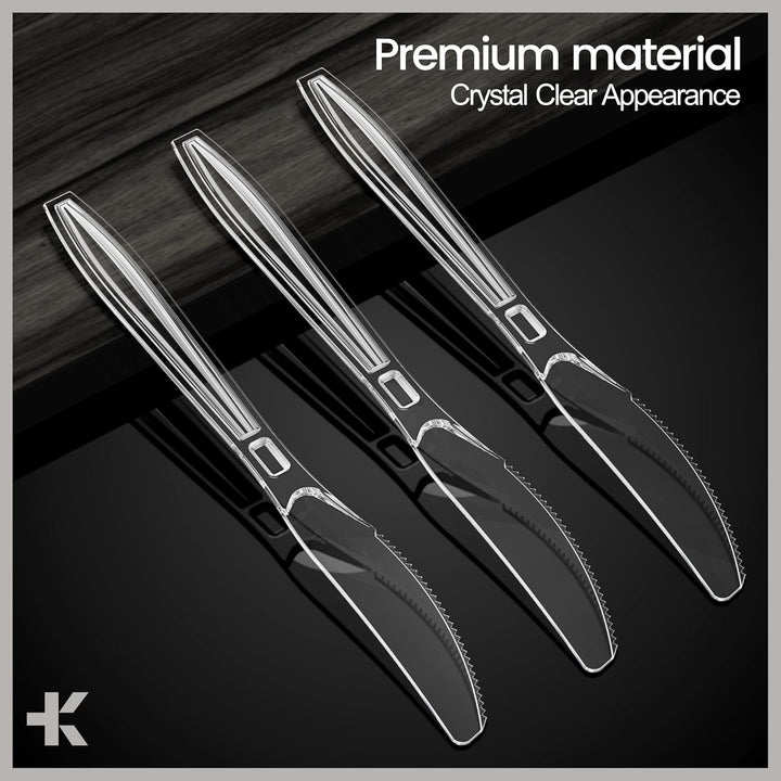 Bakken Disposable Cutlery Set 100 Pieces Knives, Heavy Duty Plastic Silverware