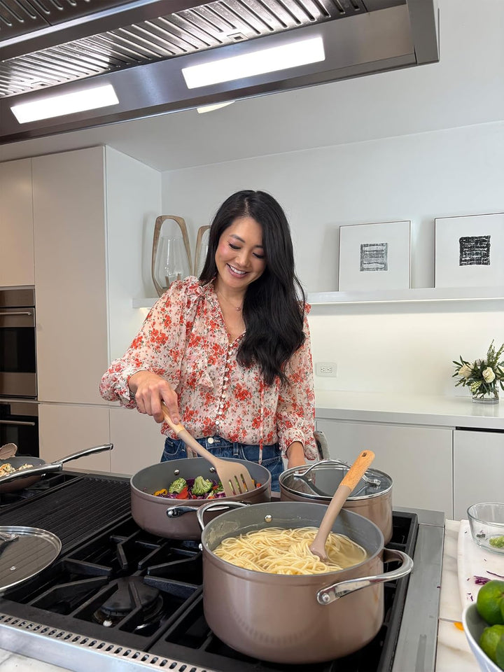 Crystal Kung Minkoff Ceramic Cookware Set • 14-Piece Nonstick, Non-Toxic Set with Lids