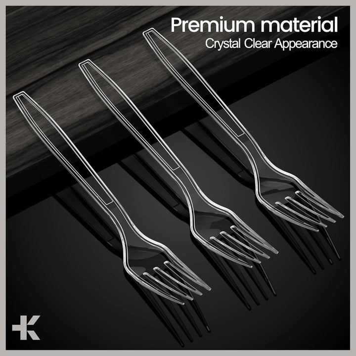 Bakken Disposable Cutlery Set 100 Pieces Forks, Heavy Duty Plastic Silverware