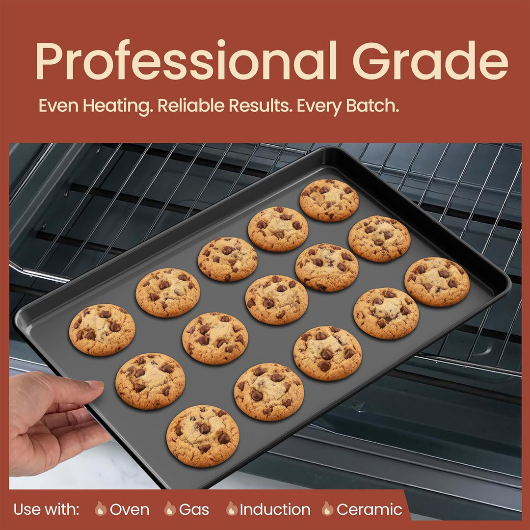 Bakken 8-Piece Ceramic Coated Bakeware Sets, Nonstick Aluminized Steel Pans with Muffin, Loaf, Cake, Roasting Pan, & Cooling Rack