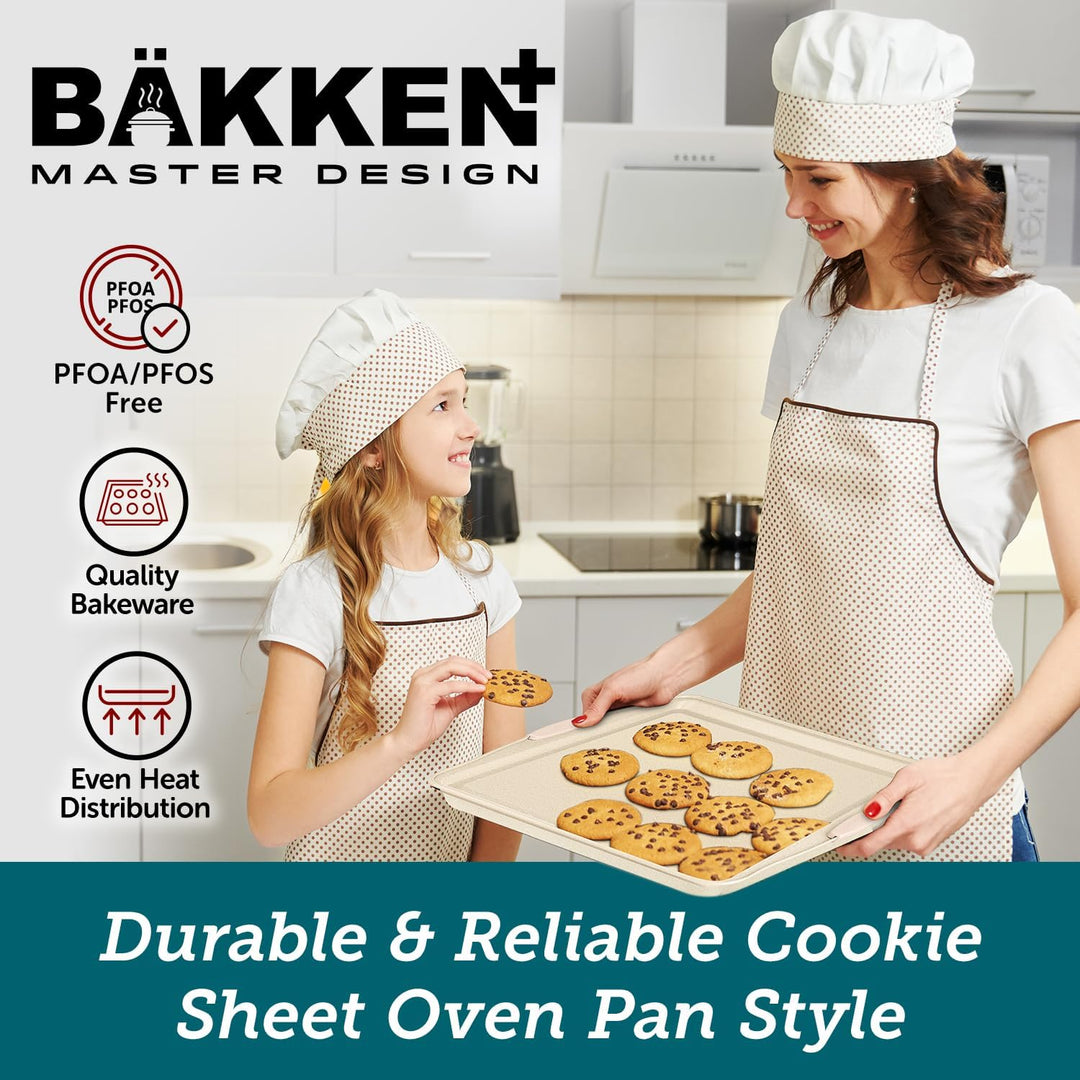 Deluxe 8-Piece Carbon Steel Bakeware Set - Nonstick White Marble Coating, Silicone Handles - Professional Quality Kitchen Oven Baking Pans