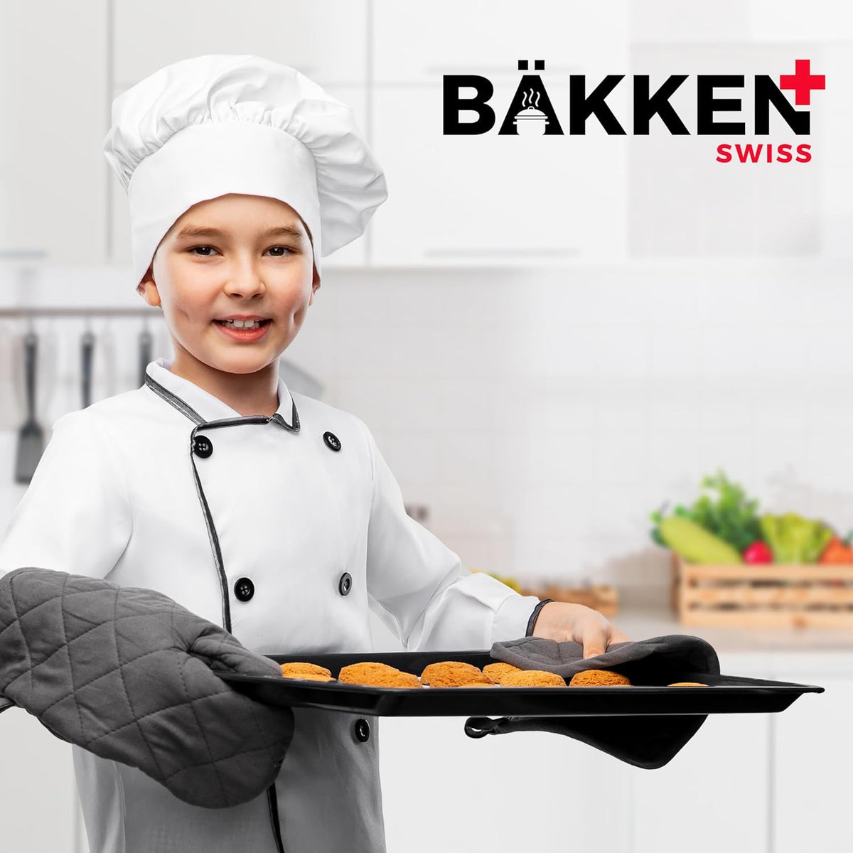 Bakken 3-Piece Cookie Sheet Set, Gray with Red Handles, photo 8 of 8