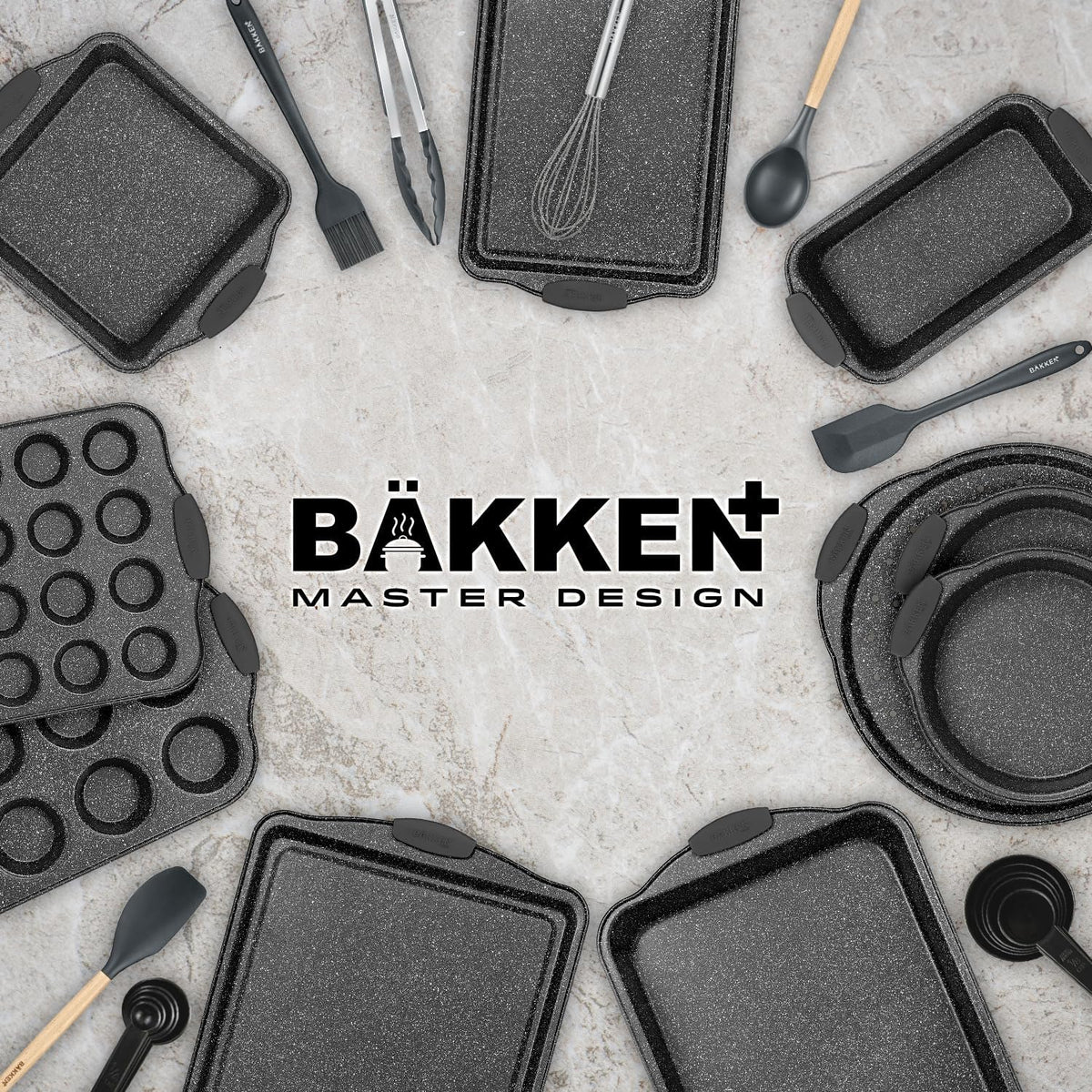 Bakken 18-Piece Bakeware Set, Gray Marble, photo 9 of 9
