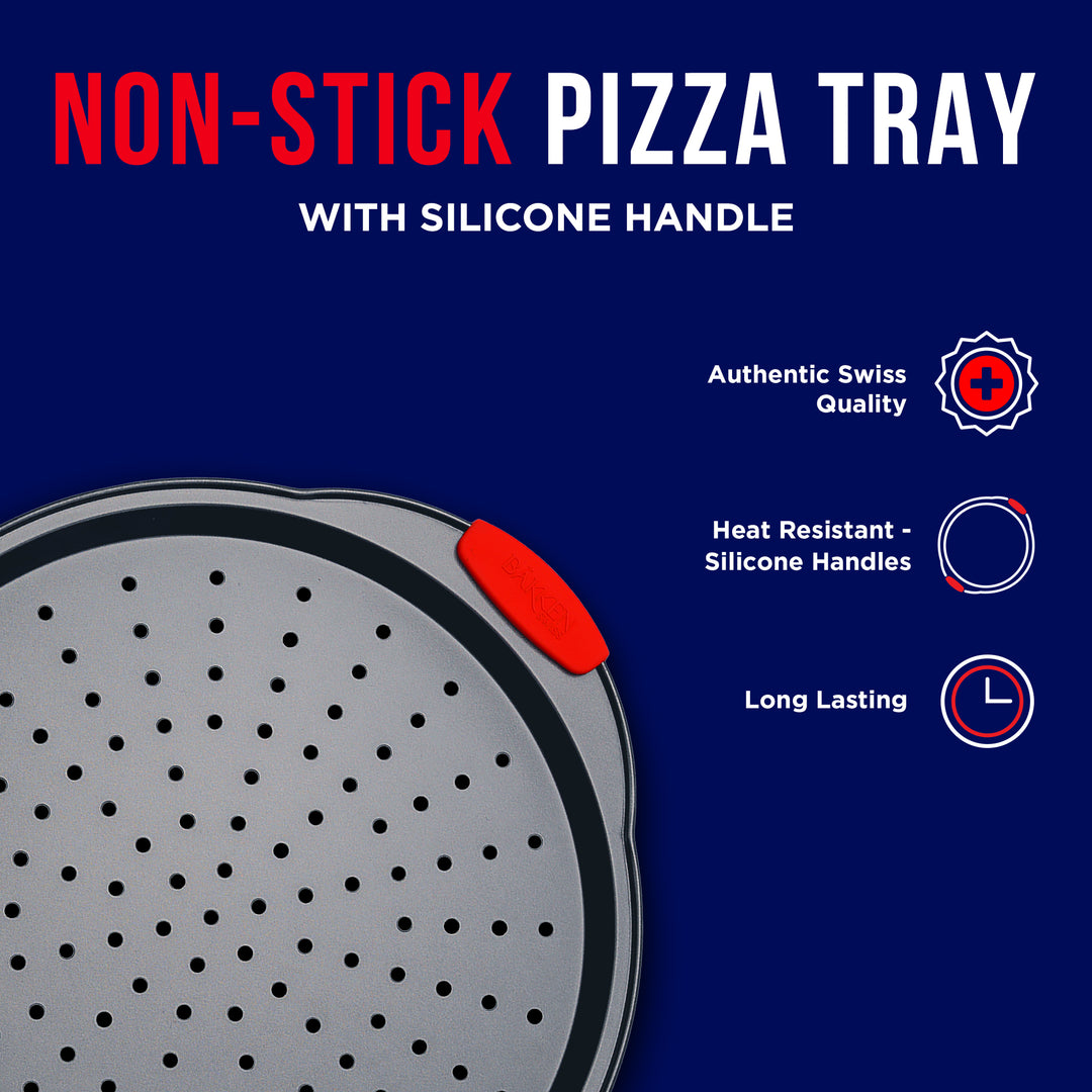 Pizza Tray Carbon Steel Pizza Pan with Holes and Non-Stick Coating – PFOA PFOS and PTFE Free by Bakken
