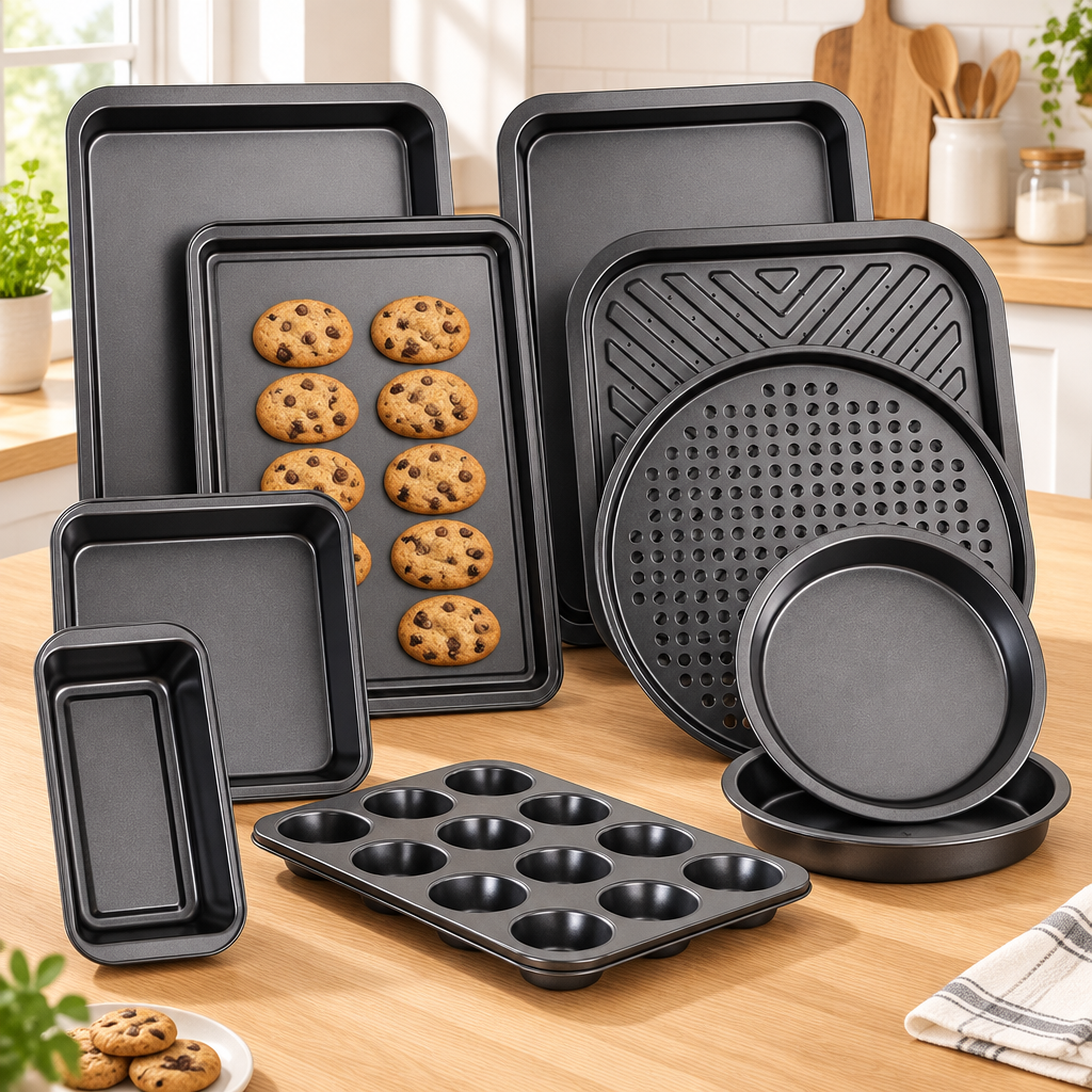 Bakken 10-Piece Deluxe Bakeware Set, Nonstick, styled in a kitchen
