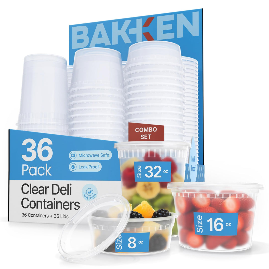 Bakken Plastic Deli Containers with Lids for Storage