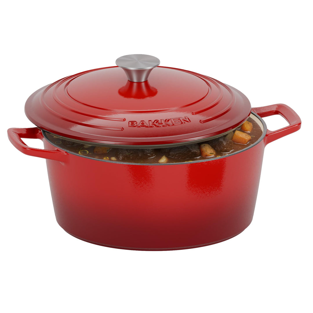 Bakken 6QT Enameled Cast Iron Dutch Oven, Bread Baking & Roasting Pot