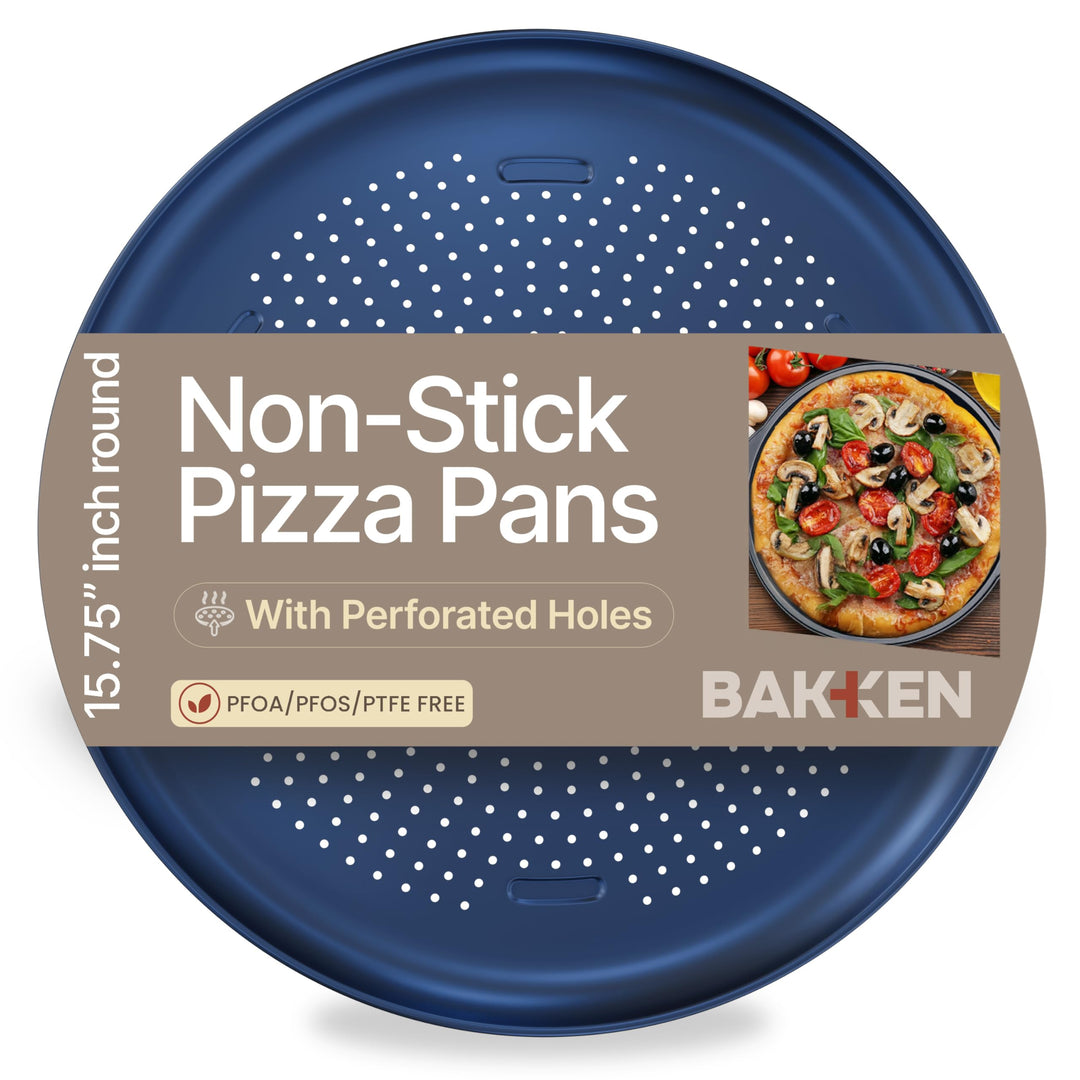 Bakken 16" Nonstick Pizza Pan, Carbon Steel Perforated Baking Tray, Blue