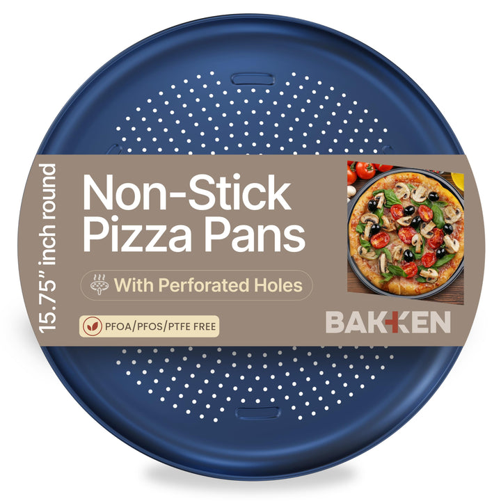 Bakken 16" Nonstick Pizza Pan, Carbon Steel Perforated Baking Tray, Blue