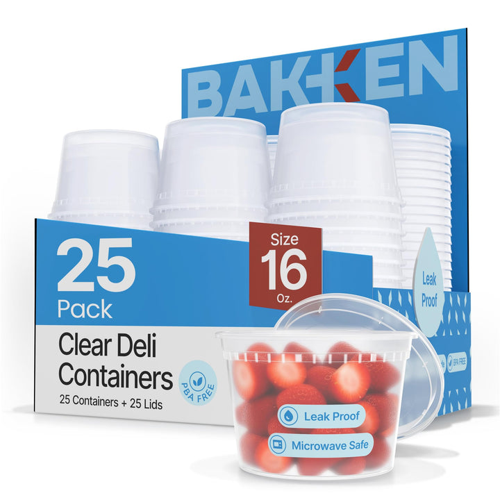 Bakken Plastic Deli Containers with Lids, Leak-Proof Food Storage Containers