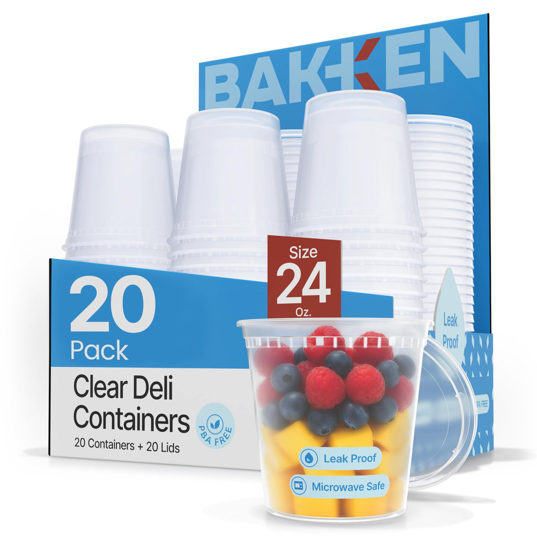 Bakken Plastic Deli Containers with Lids, Leak-Proof