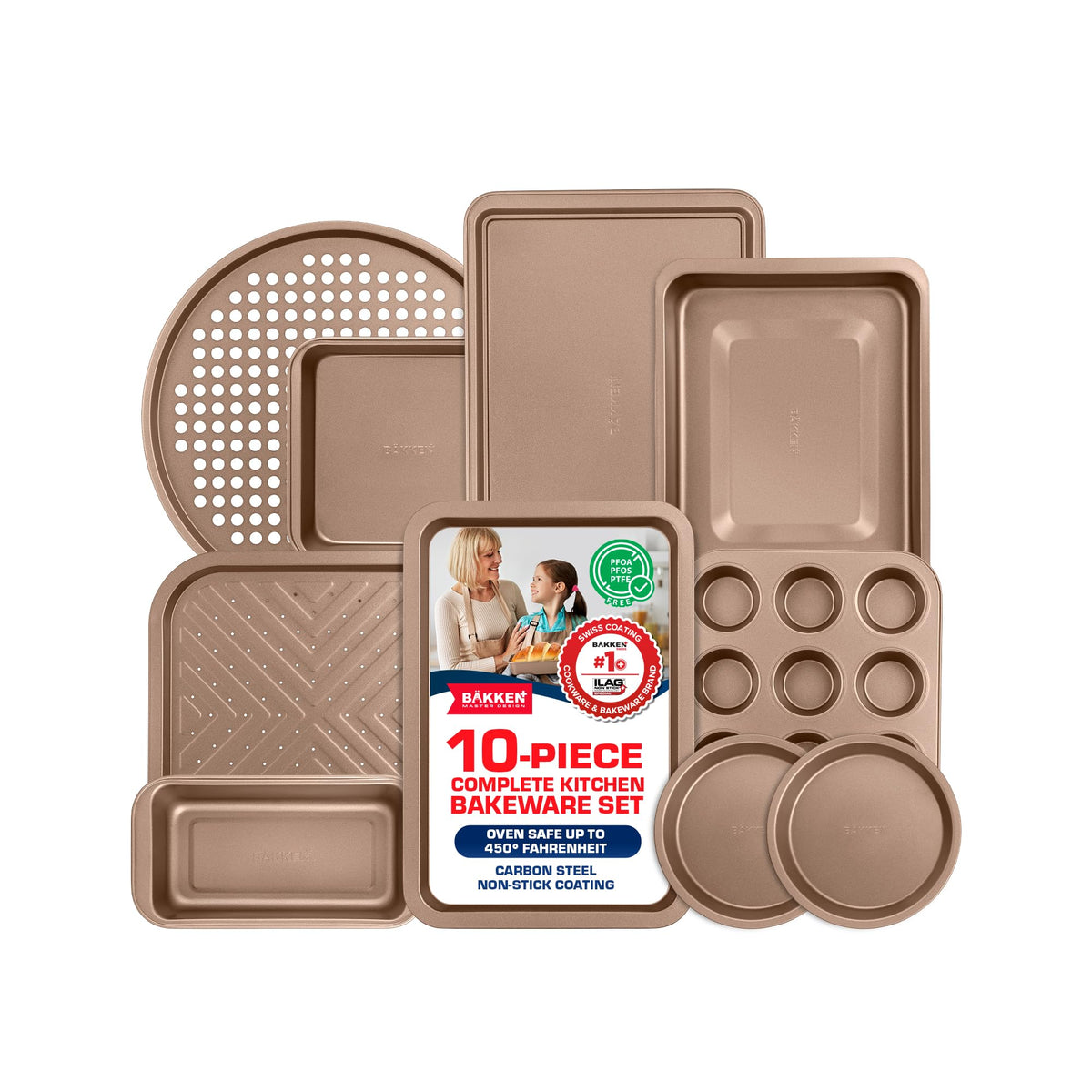 Bakken 10-Piece Bakeware Set – Stackable, Brown