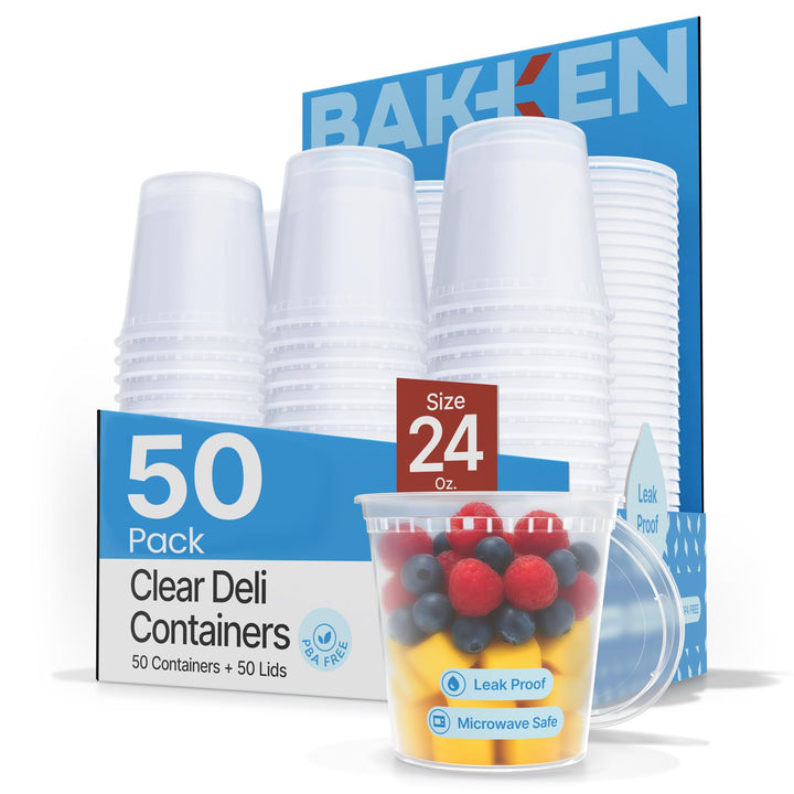 Bakken Plastic Deli Containers with Lids, Leak-Proof