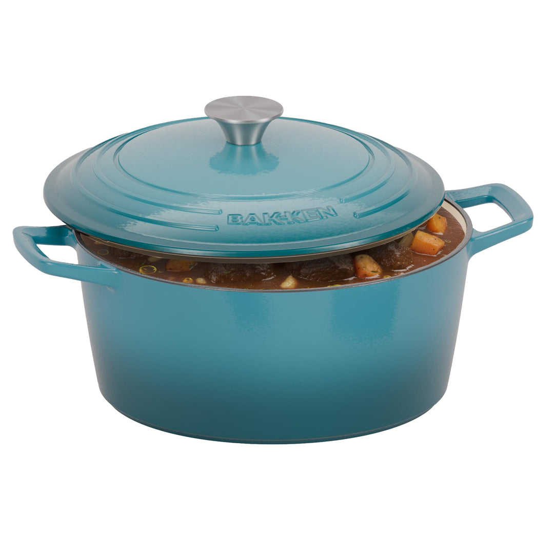 Bakken 6QT Enameled Cast Iron Dutch Oven, Bread Baking & Roasting Pot