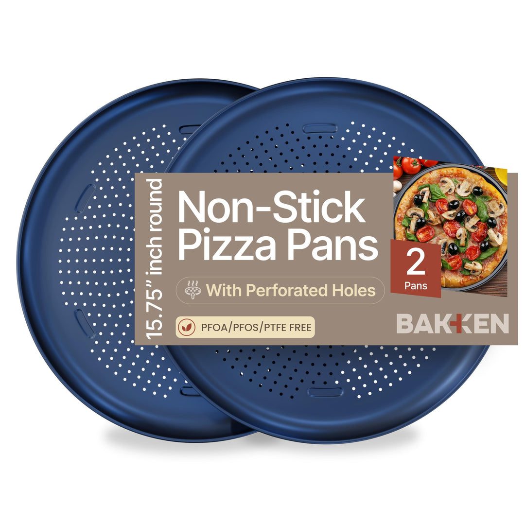 Bakken 16" Nonstick Pizza Pan, Carbon Steel Perforated Baking Tray, Blue