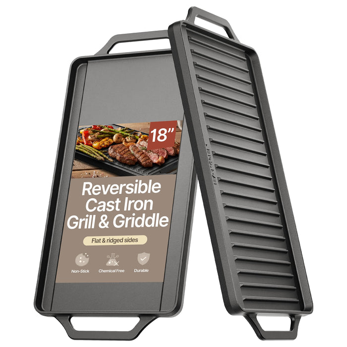 Bakken 18" Reversible Cast Iron Griddle – Black