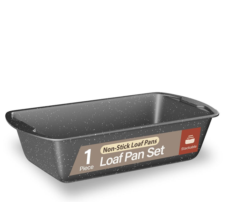 Nonstick Loaf Pan Set Pack of 1, Carbon Steel 11" Large Baking Bread Pan, Oven Safe Up to 450°F, PFOA, PFOS, PTFE Free, Space Saving Stackable Design, Stain Resistant, Dishwasher Friendly, Gray Marble