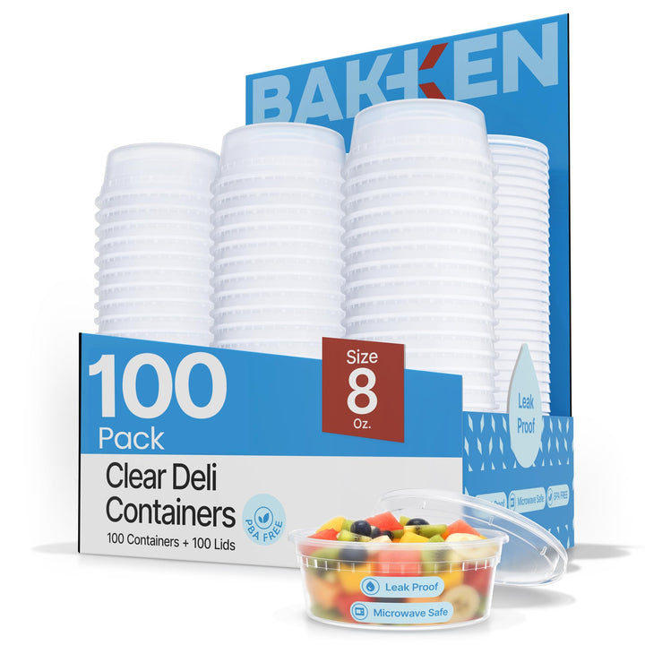 Bakken Plastic Deli Containers with Lids for Storage