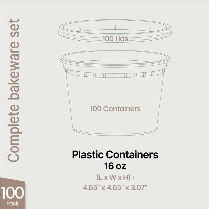Bakken Plastic Deli Containers with Lids, Leak-Proof Food Storage Containers