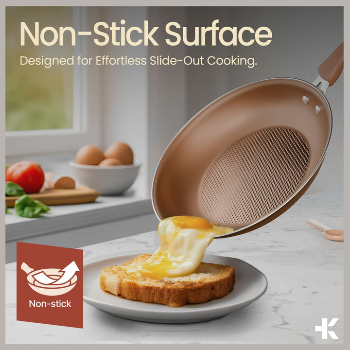 Cookware Set – 23 Piece –Gold Multi-Sized Cooking Pots with Lids, Skillet Fry Pans and Bakeware – Reinforced Pressed Aluminum Metal - Suitable for Gas, Electric, Ceramic and Induction by Bakkenmaster