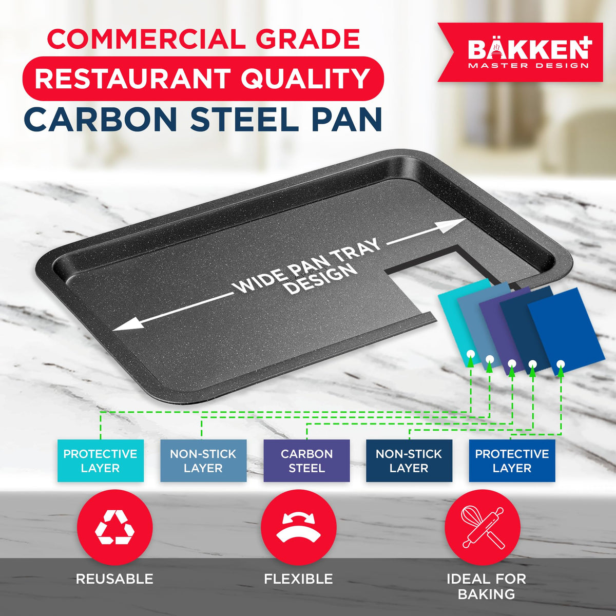 Bakken Stackable Cookie Sheet, 13 x 8.7", Gray Marble, photo 3 of 8