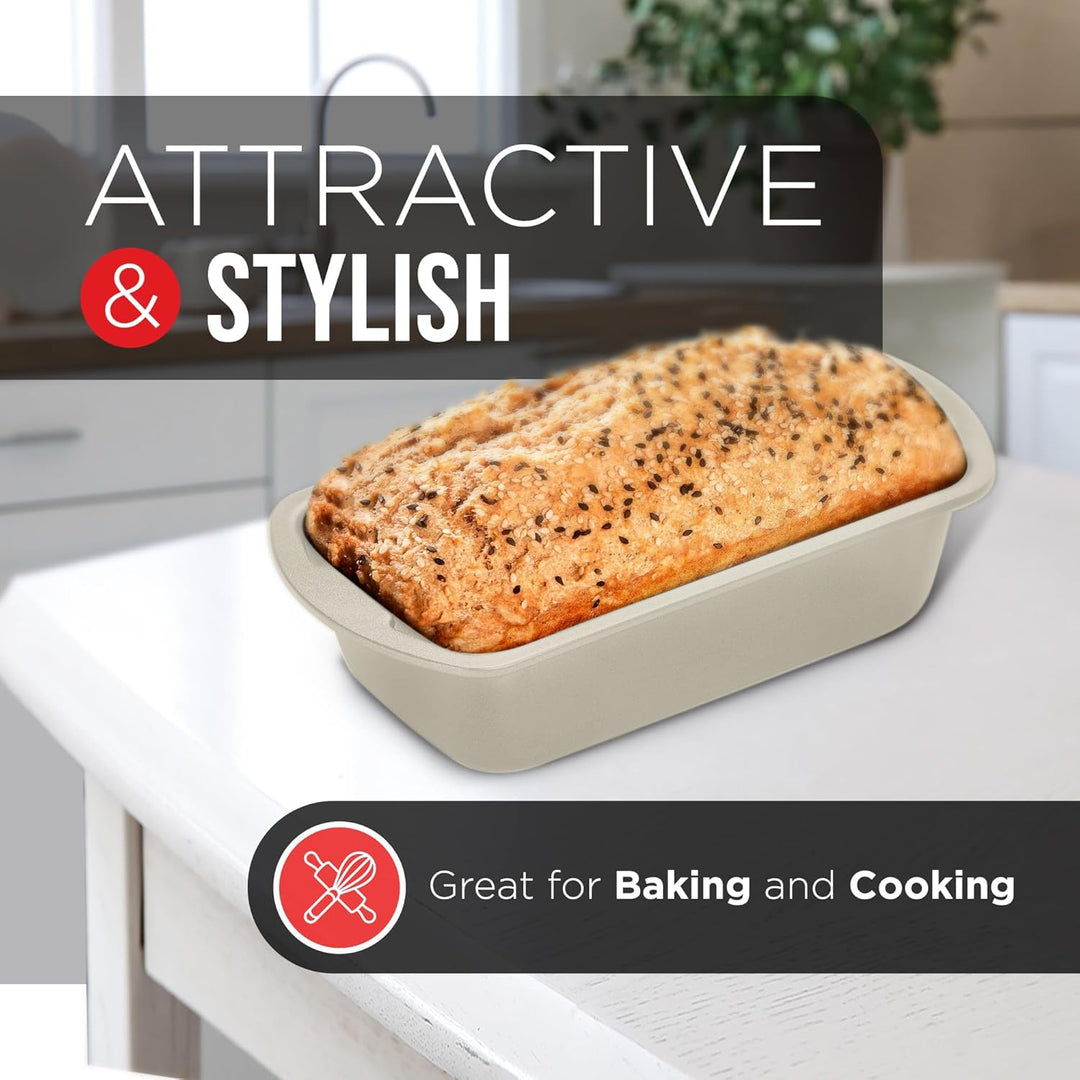 Nonstick Loaf Pan Set Pack of 1, Carbon Steel 11"Large Baking Bread Pan, Oven Safe Up to 450°F, PFOA, PFOS, PTFE Free, Space Saving Stackable Design, Stain Resistant, Dishwasher Friendly, White Marble