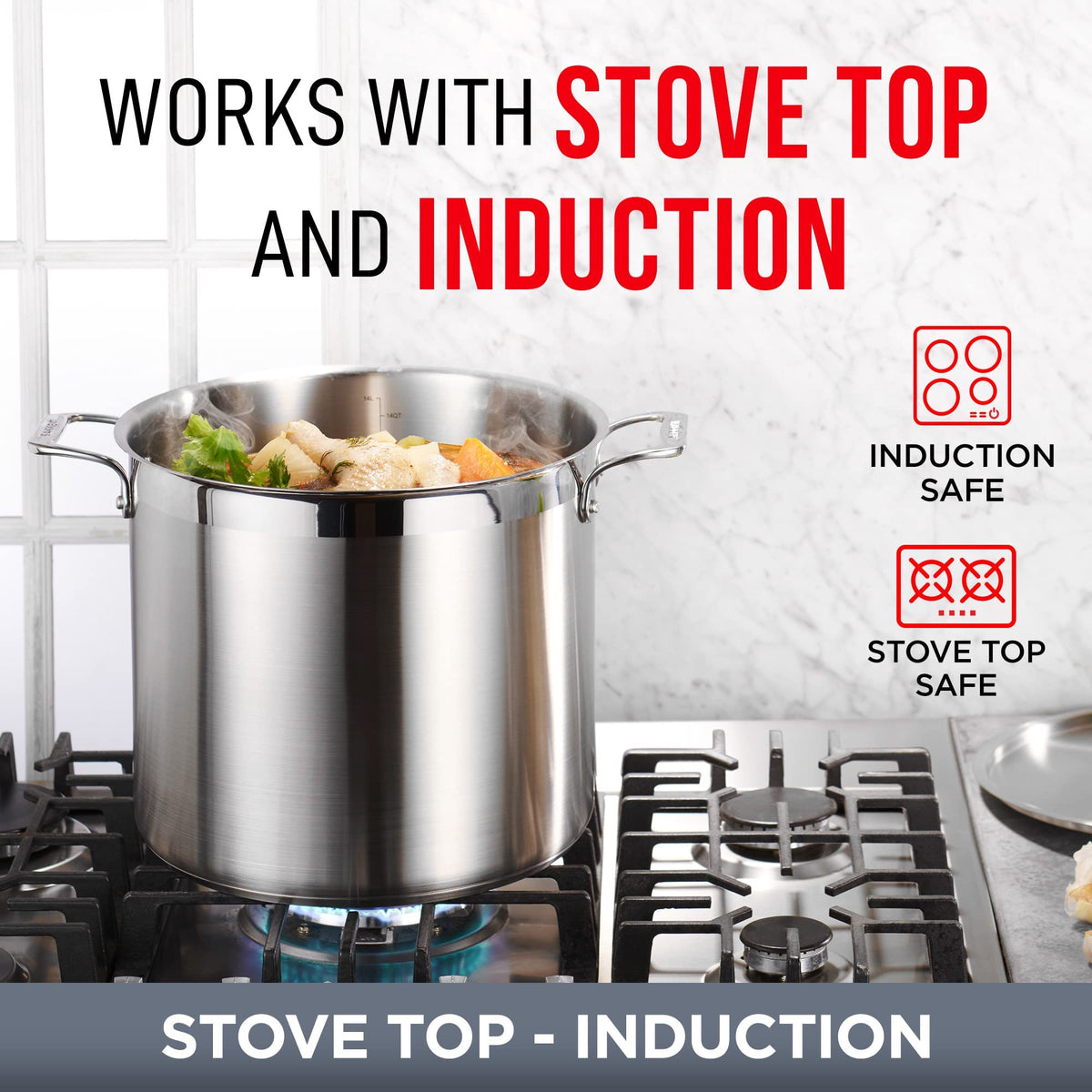 Bakken 24 QT Stainless Steel Stockpot, 18/8 Steel, photo 3 of 12