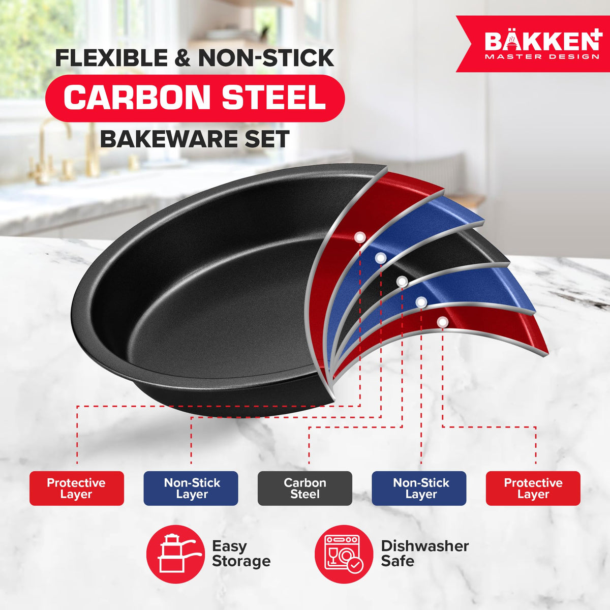 Bakken 10-Piece Deluxe Bakeware Set, Nonstick, Black, photo 3 of 8