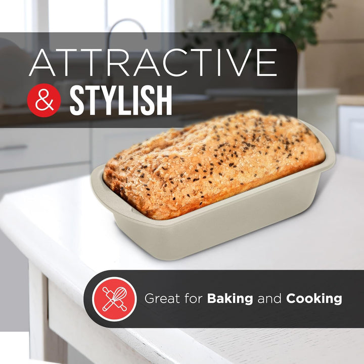 Nonstick Loaf Pan Set Pack of 4, Carbon Steel 11" Large Baking Bread Pan, Oven Safe Up to 450°F, PFOA, PFOS, PTFE Free, Space Saving Stackable Design, Stain Resistant, Dishwasher Friendly,White Marble