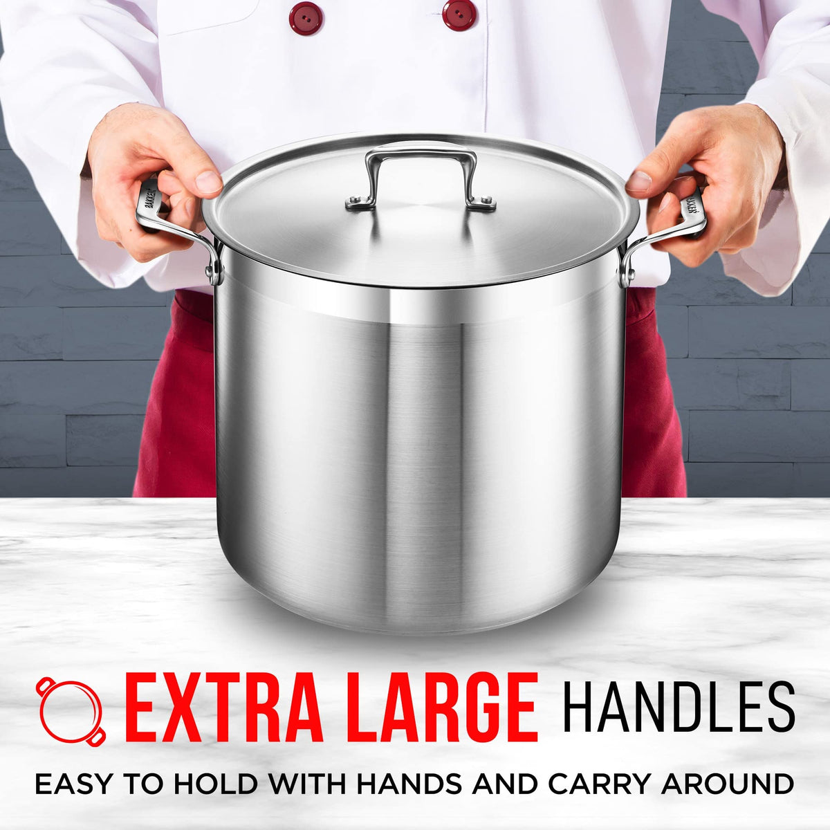 Bakken 24 QT Stainless Steel Stockpot, 18/8 Steel, photo 4 of 12