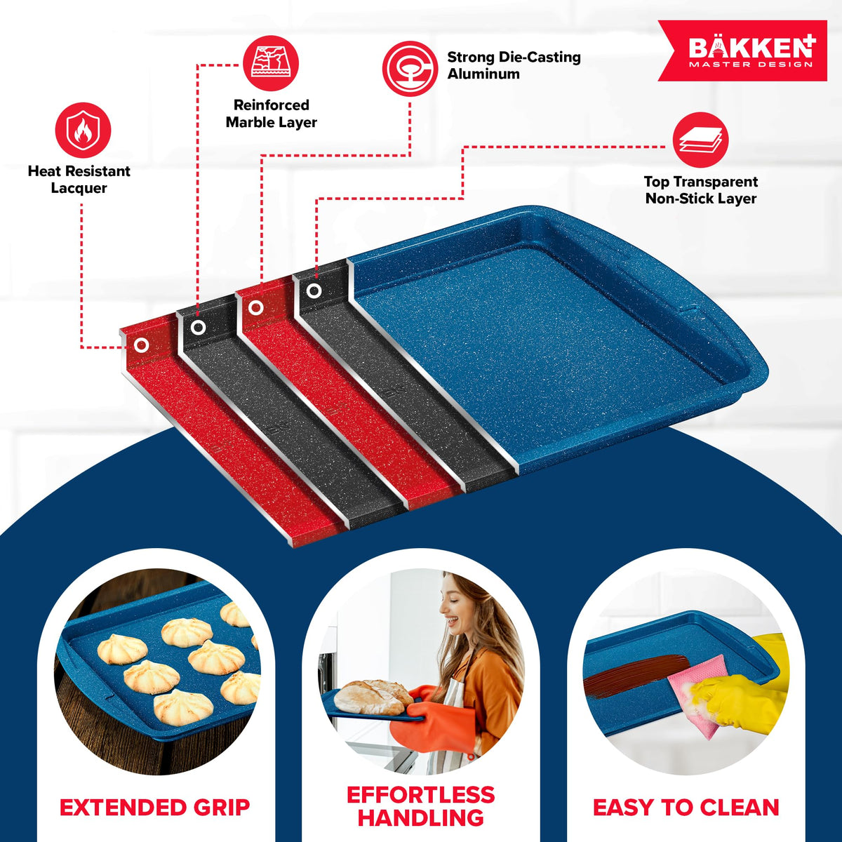 Bakken 3-Piece Stackable Cookie Sheet Set, Blue Marble, photo 4 of 8