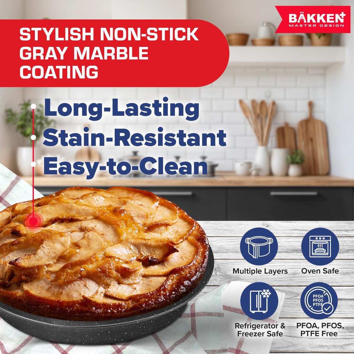 Bakken 10-Piece Stackable Bakeware Set, Gray Marble, photo 4 of 7
