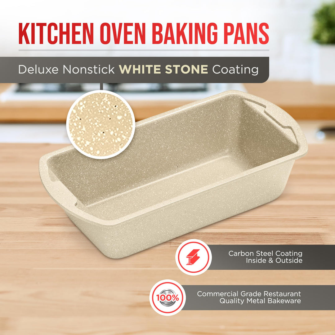 White Marble 10-Piece Bakeware Sets, Nonstick Carbon Steel Baking Sheet & Pans, Stackable Space-Saving Bakeware, Dishwasher Safe, Stain-resistant, PFOA\PFOS\PTFE Free, Oven Safe Up To 450°F (230°C)