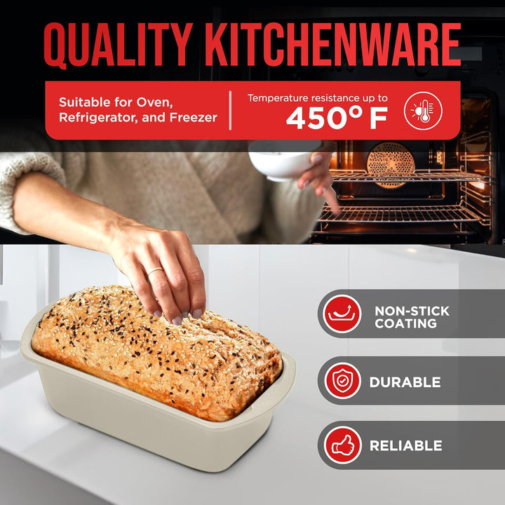Nonstick Loaf Pan Set Pack of 1, Carbon Steel 11"Large Baking Bread Pan, Oven Safe Up to 450°F, PFOA, PFOS, PTFE Free, Space Saving Stackable Design, Stain Resistant, Dishwasher Friendly, White Marble