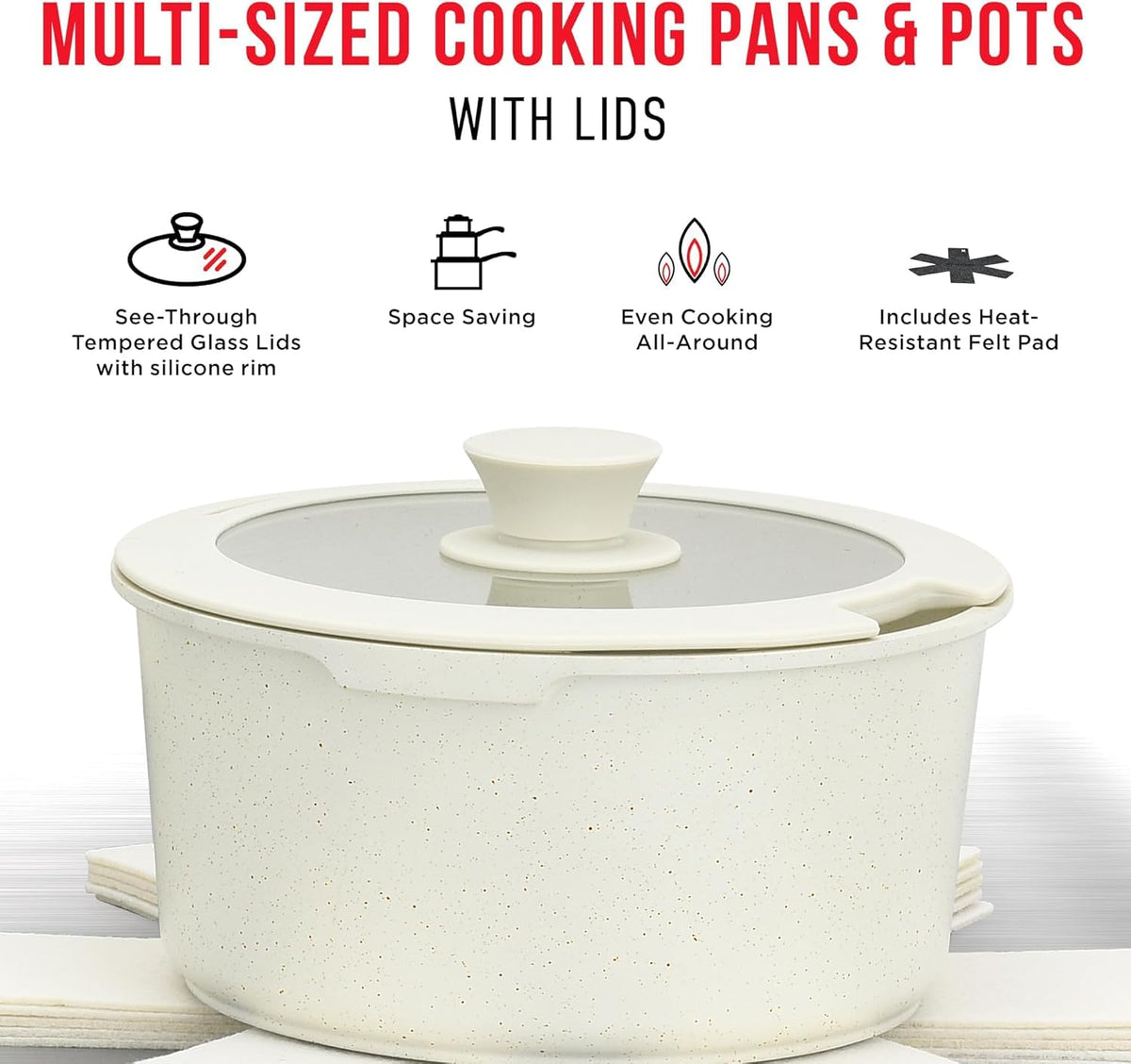 Bakken 14-Piece Detachable Cookware Set, White Cream, photo 5 of 7