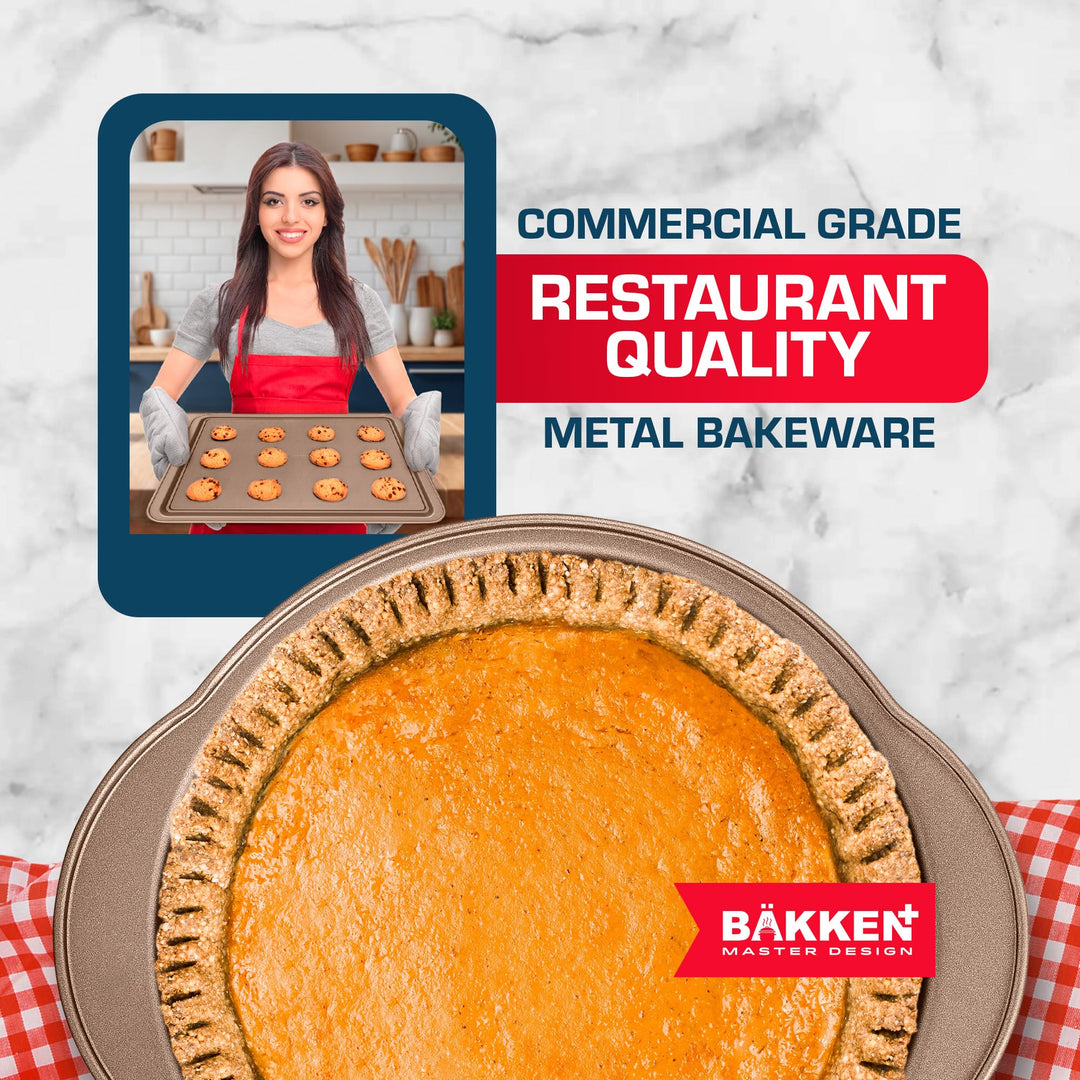 BAKKEN 6-Piece Kitchen Baking Pan Set - Commercial Grade Carbon Steel Bakeware, With Nonstick Coating, Stackable and Space-saving Design, PFOA, PFOS, PTFE Free, Oven Safe Tray (Up To 450°F), Brown