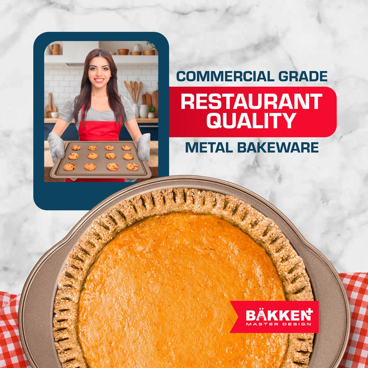 BAKKEN 6-Piece Kitchen Baking Pan Set - Commercial Grade Carbon Steel Bakeware, With Nonstick Coating, Stackable and Space-saving Design, PFOA, PFOS, PTFE Free, Oven Safe Tray (Up To 450°F), Brown