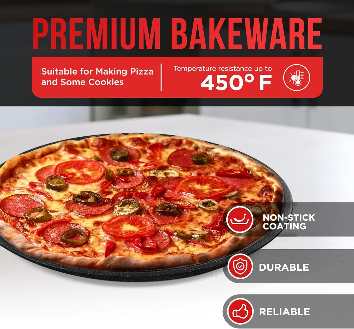 Bakken 3-Piece Pizza Pan Set, Gray Marble, photo 5 of 7