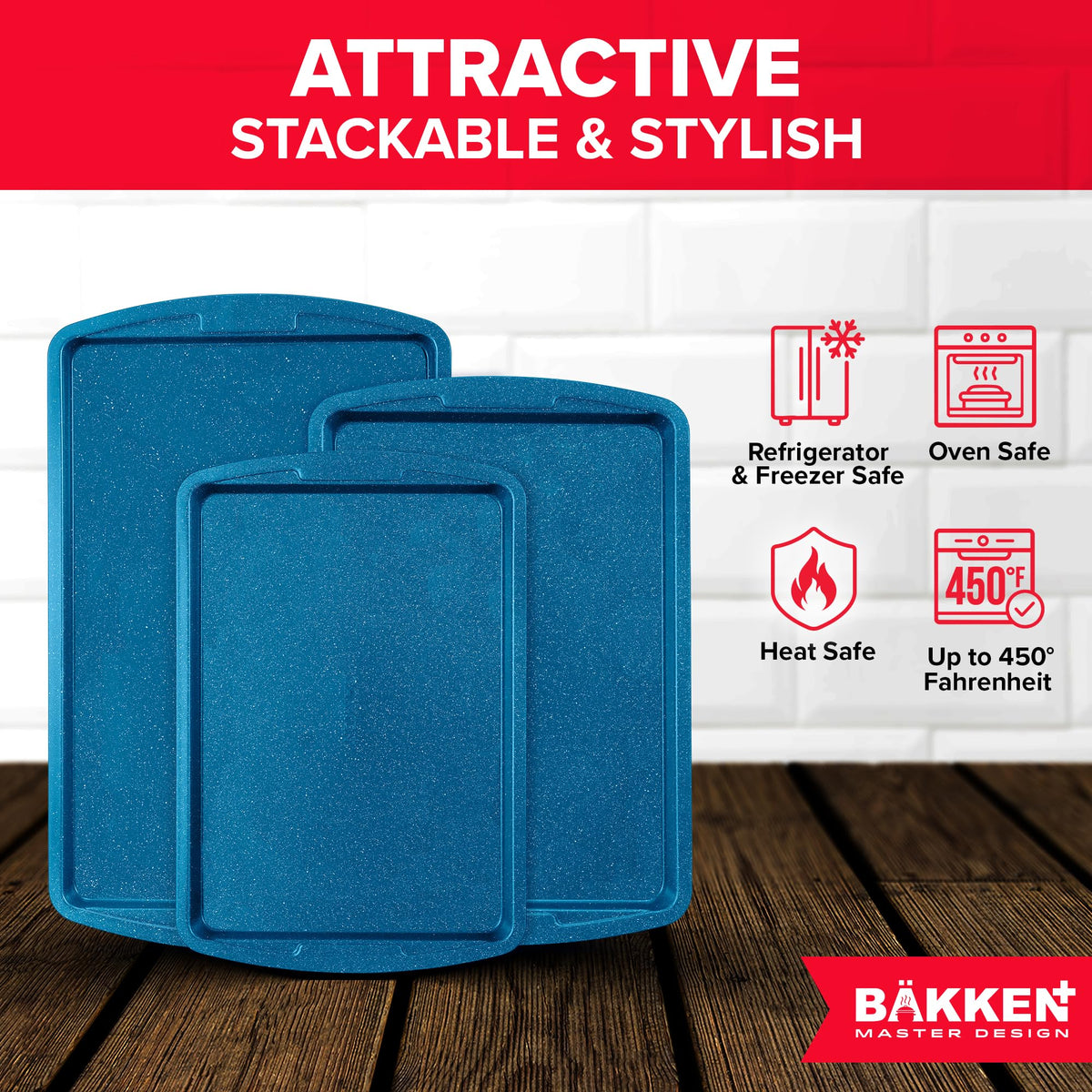 Bakken 3-Piece Stackable Cookie Sheet Set, Blue Marble, photo 6 of 8