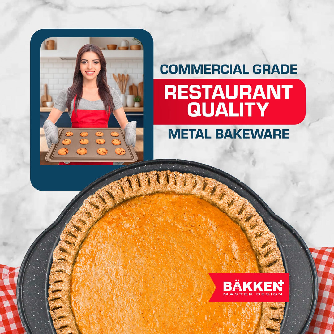 BAKKEN 6-Piece Kitchen Baking Pan Set - Commercial Grade Carbon Steel Bakeware, With Nonstick Coating, Stackable and Space-saving Design, PFOA, PFOS, PTFE Free, Oven Safe (Up To 450°F), Gray Marble