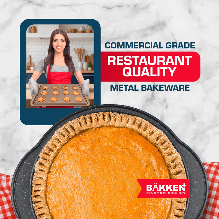 BAKKEN 6-Piece Kitchen Baking Pan Set - Commercial Grade Carbon Steel Bakeware, With Nonstick Coating, Stackable and Space-saving Design, PFOA, PFOS, PTFE Free, Oven Safe (Up To 450°F), Gray Marble
