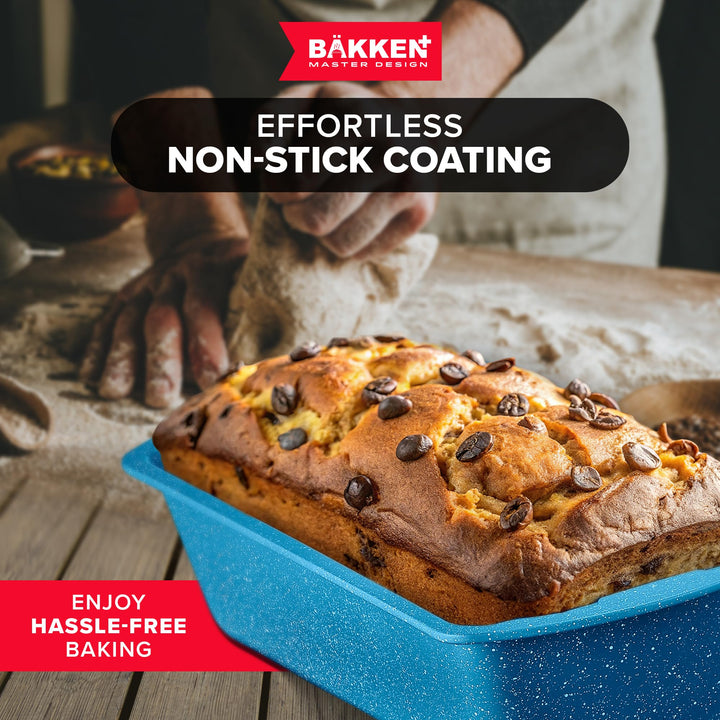 Blue Marble 10-Piece Bakeware Sets, Nonstick Carbon Steel Baking Sheet & Pans, Stackable Space-Saving Bakeware, Dishwasher Safe, Stain-resistant, PFOA\PFOS\PTFE Free, Oven Safe Up To 450°F (230°C)
