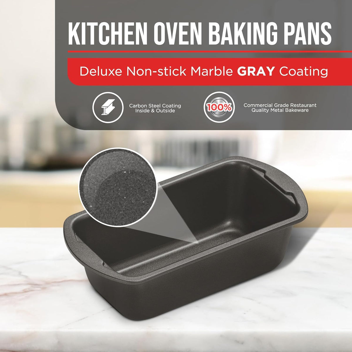 Bakken Loaf Pan Set of 4 (7-11"), Gray Marble, photo 6 of 6